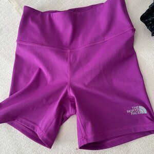 The North Face" Bike Shorts - Purple High-Waist Compression Stretch - Size Small